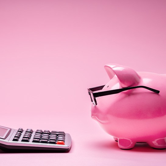 Piggy bank and a calculator