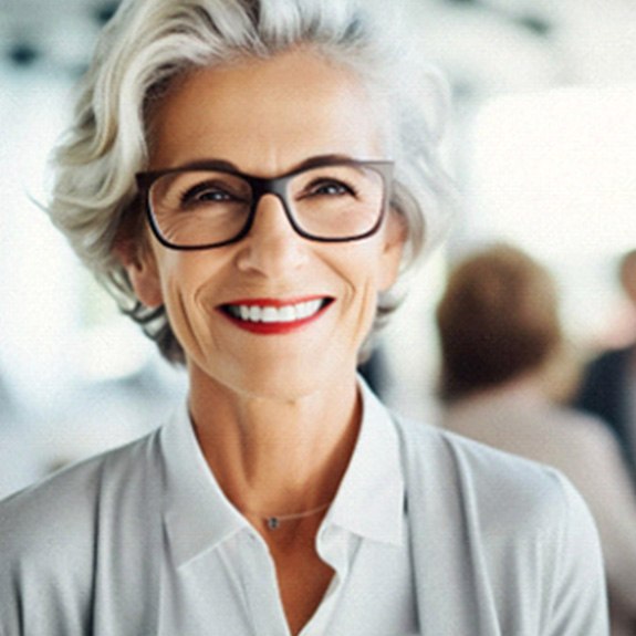 Woman smiling in an office