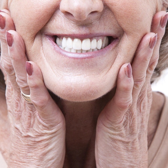 Woman with dentures in Weatherford