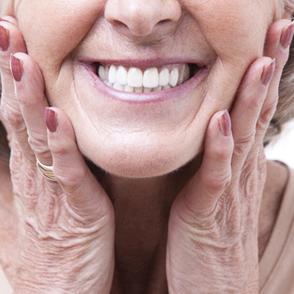 Woman with dentures in Weatherford