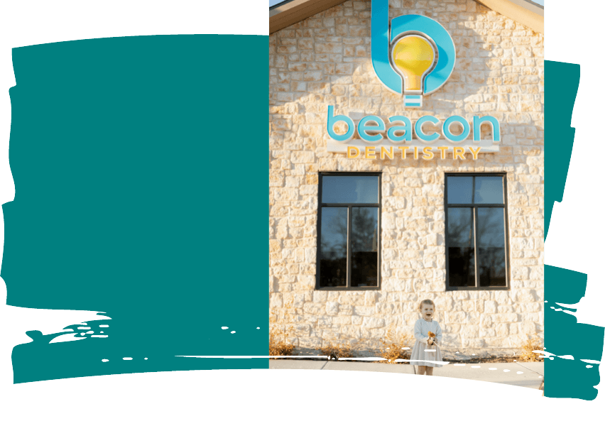 Beacon's dental office in front of teal background