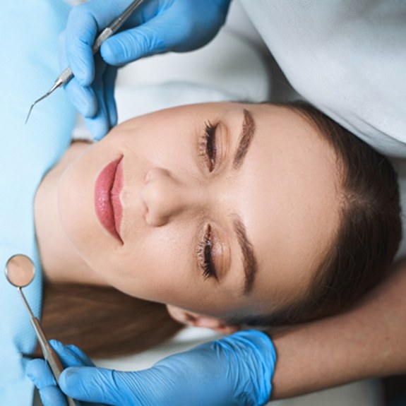 Woman relaxed in dental chair