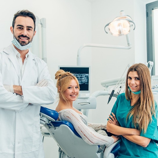 Patient visiting the dentist for a whitening consultation in Weatherford, TX